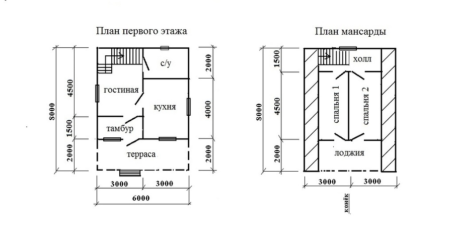 Каркас с наружной отделкой 6 х 8 м