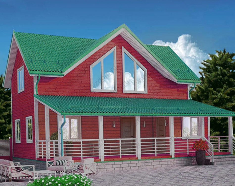 № 09-60. Каркасный дом 6х10 с террасой