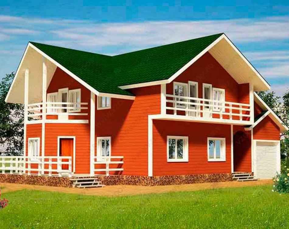 № 16-60. Каркасный дом 10х12.5 с гаражом