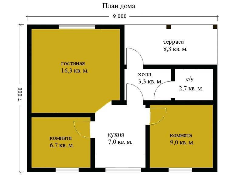 № 00-30. Каркасный дом 4х4 с верандой 2х1,5