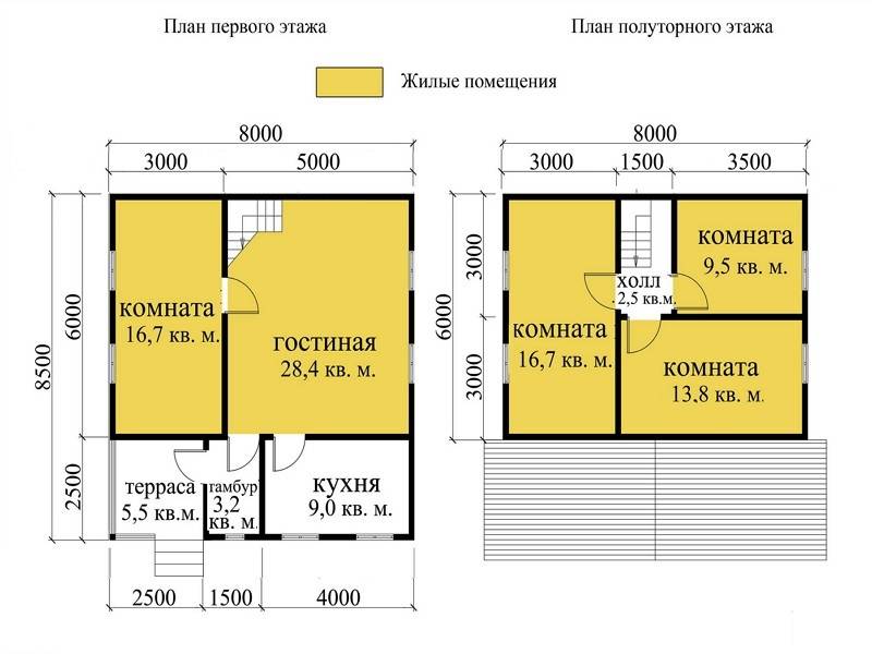 № 04-40. Каркасный дом 6х6 с эркерами
