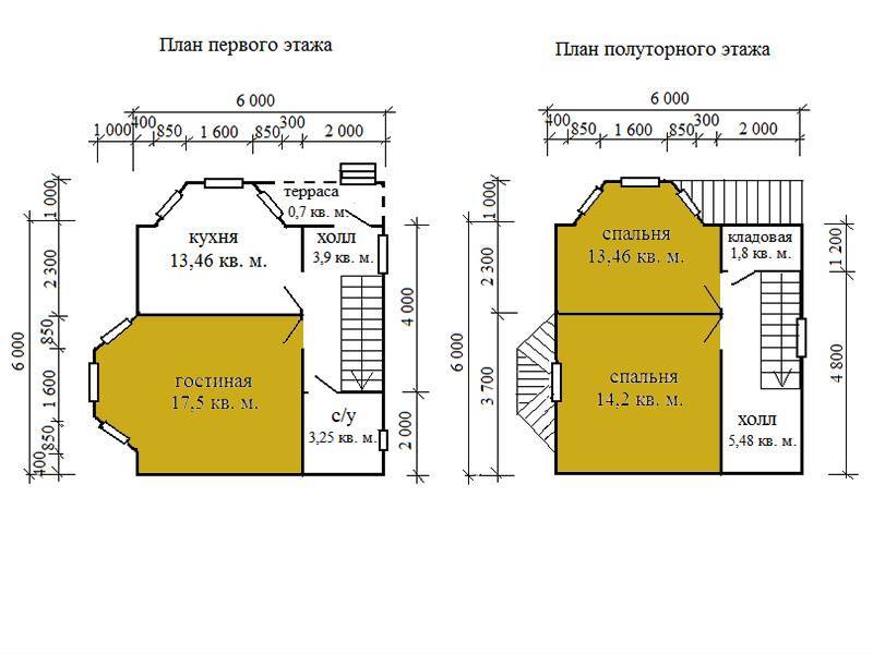 № 04-40. Каркасный дом 6х6 с эркерами