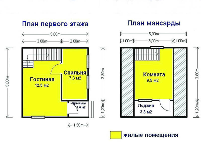 № 01-30. Дом из бруса 5х5 с крыльцом и лоджией