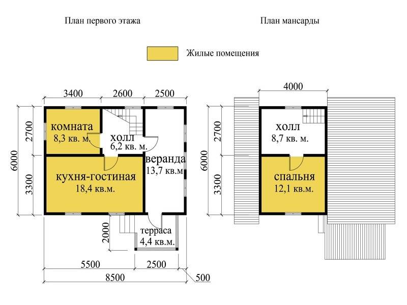 № 03-20. Дом из бруса 6х6 с боковой верандой
