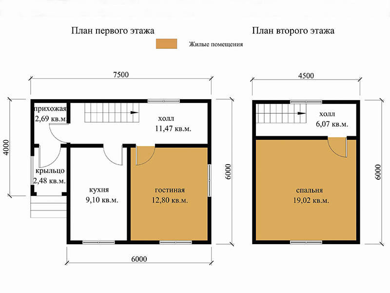 № 03-50. Дом из бруса 6х6 с крыльцом-прихожей
