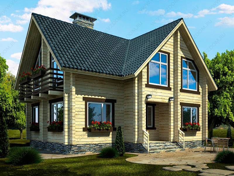 № 16-40. Дом из бруса 10х11 четырехфронтонный