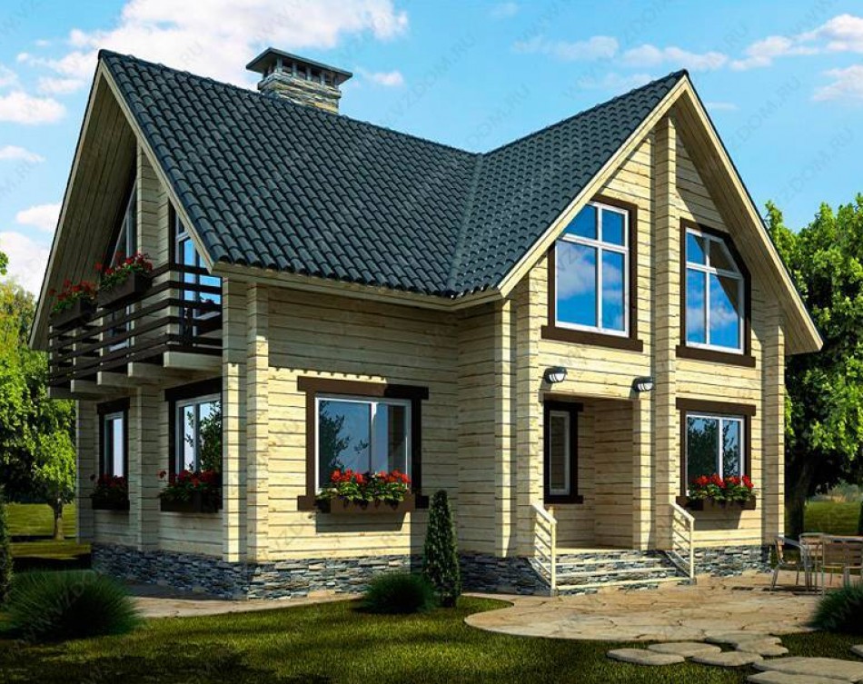 № 16-40. Дом из бруса 10х11 четырехфронтонный